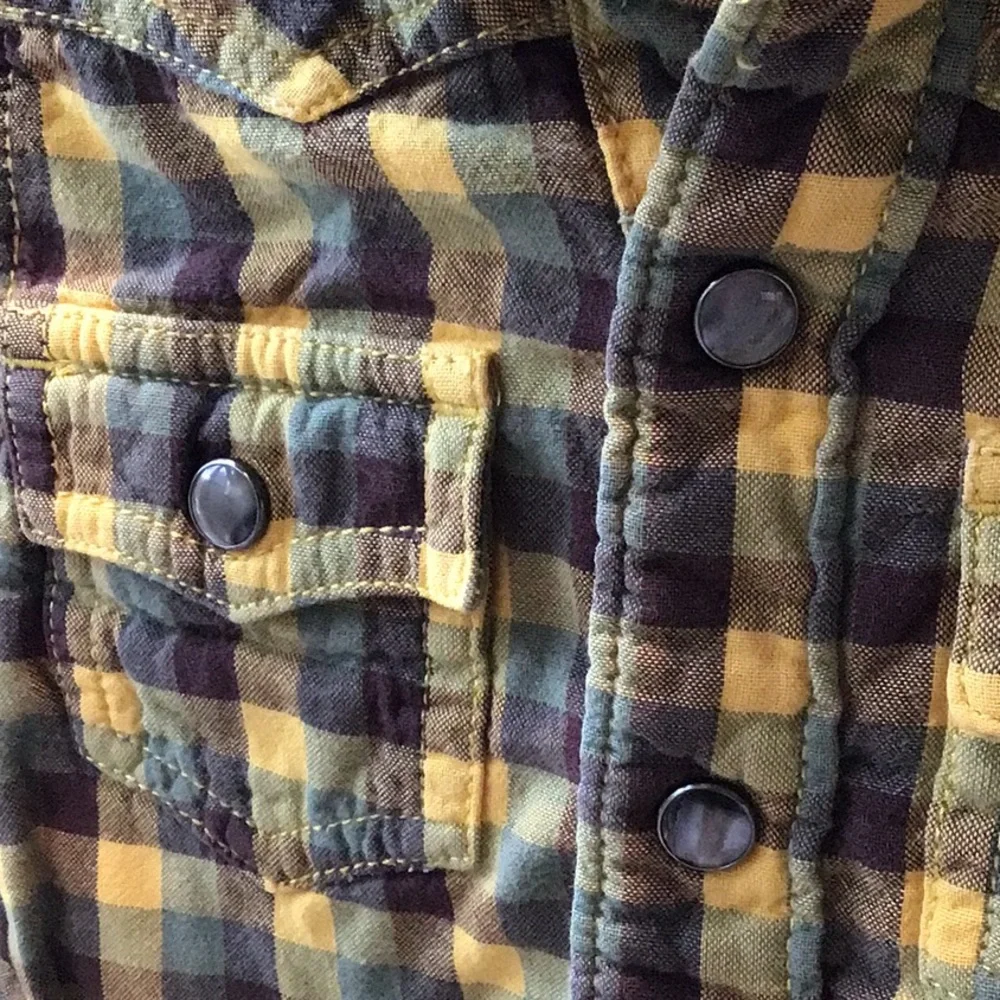 Stella McCartney Western Button Down Shirt‎ Snaps Plaid Cotton Thicker